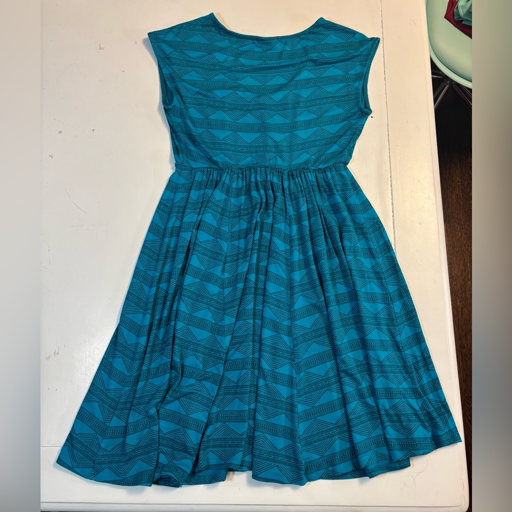 Torrid 00 Women’s Teal Turquoise Black Geometric Chevron Midi Dress - Picture 5 of 13